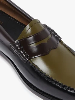 Weejuns Tricolour Penny Loafers Black, Chocolate & Green Leather